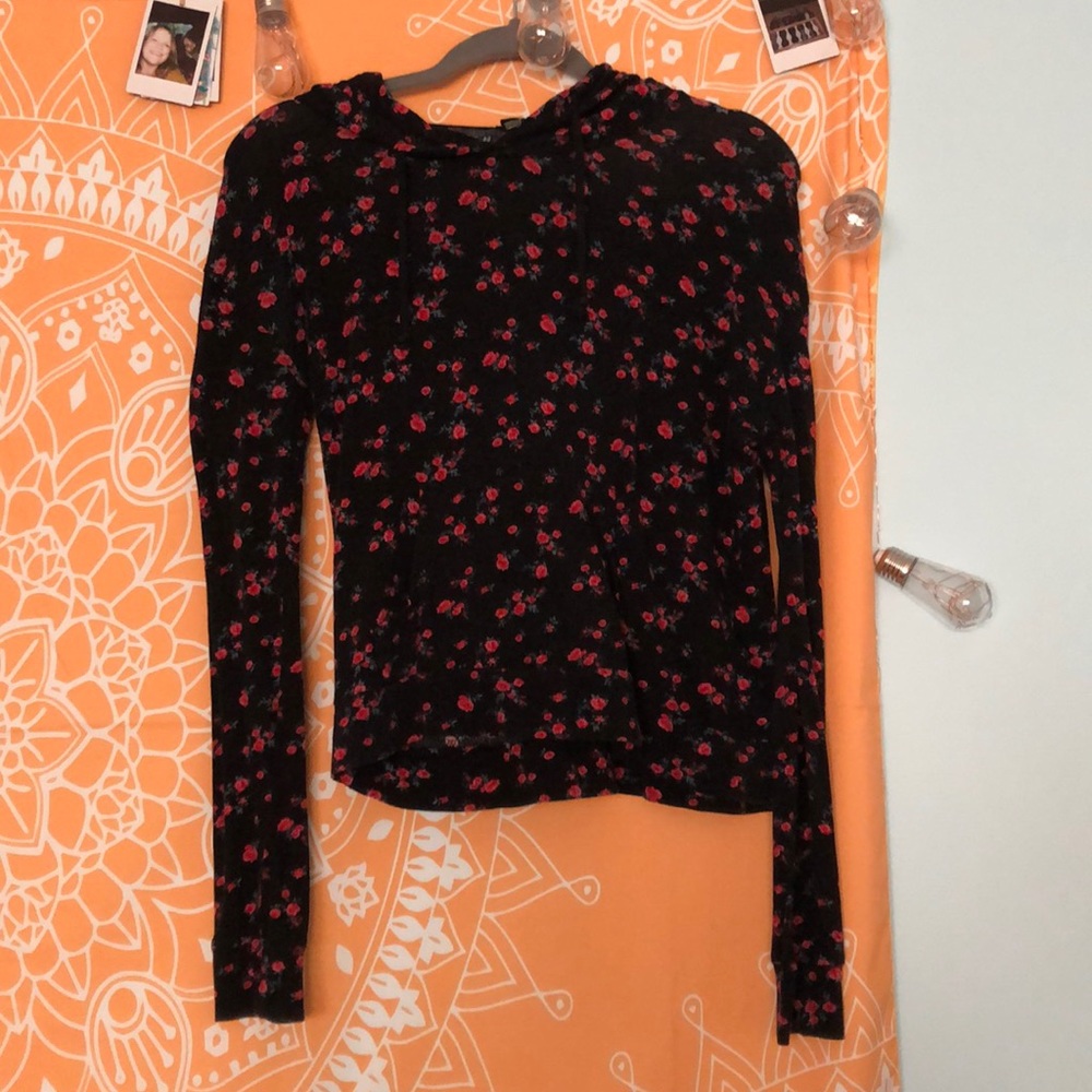 red&black floral hoodie F21